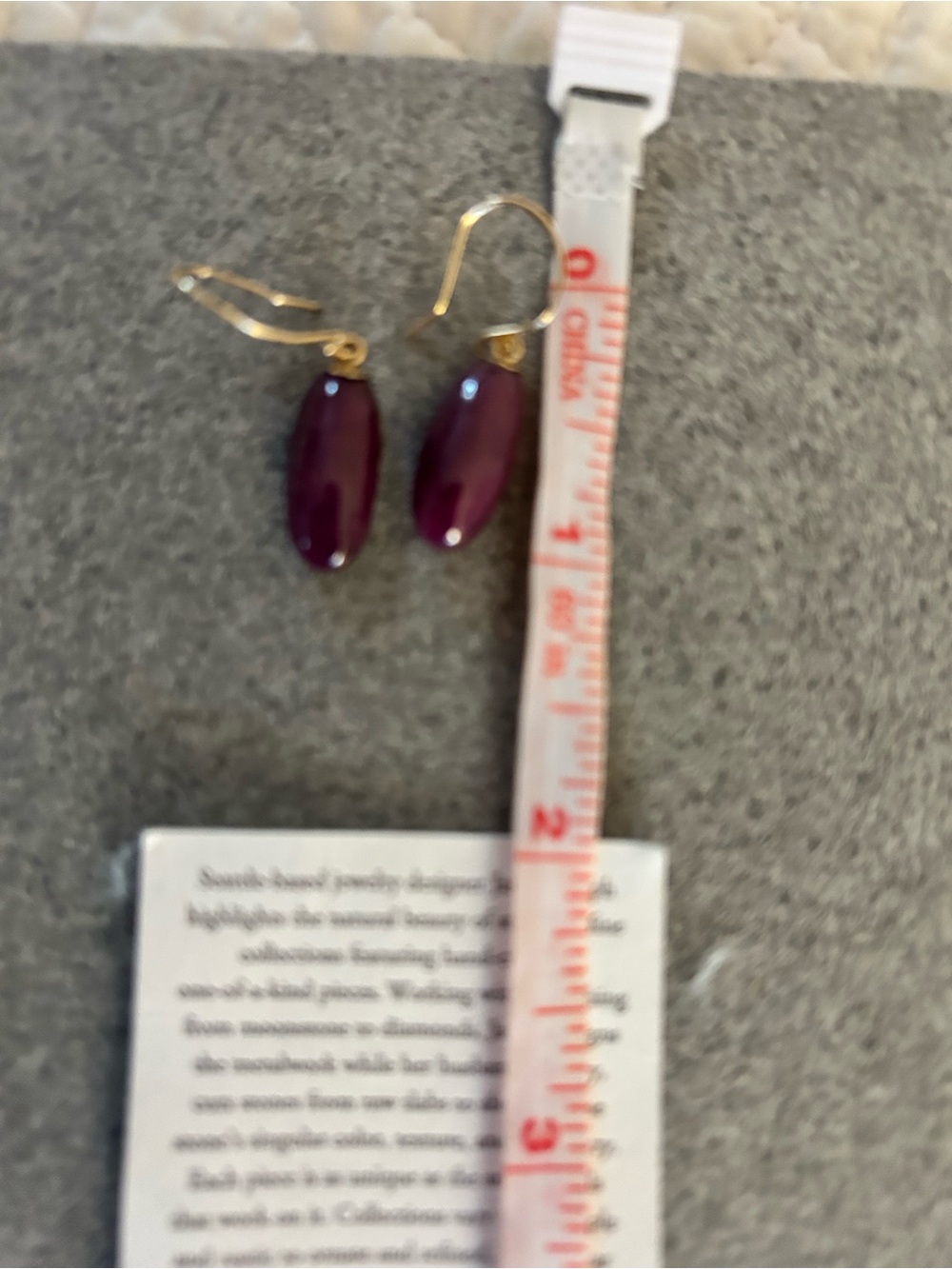 Jamie Joseph 14k Ruby French Hook earrings PERFECT Condition - Picture 3 of 9